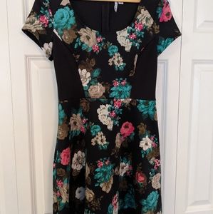 Dark Florals Skater Dress